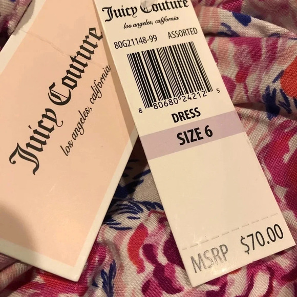 JUICY COUTURE NEW GIRLS PINK FLORAL DRESS TOP BOTTOM EASTER SIZE 6 - Picture 2 of 6